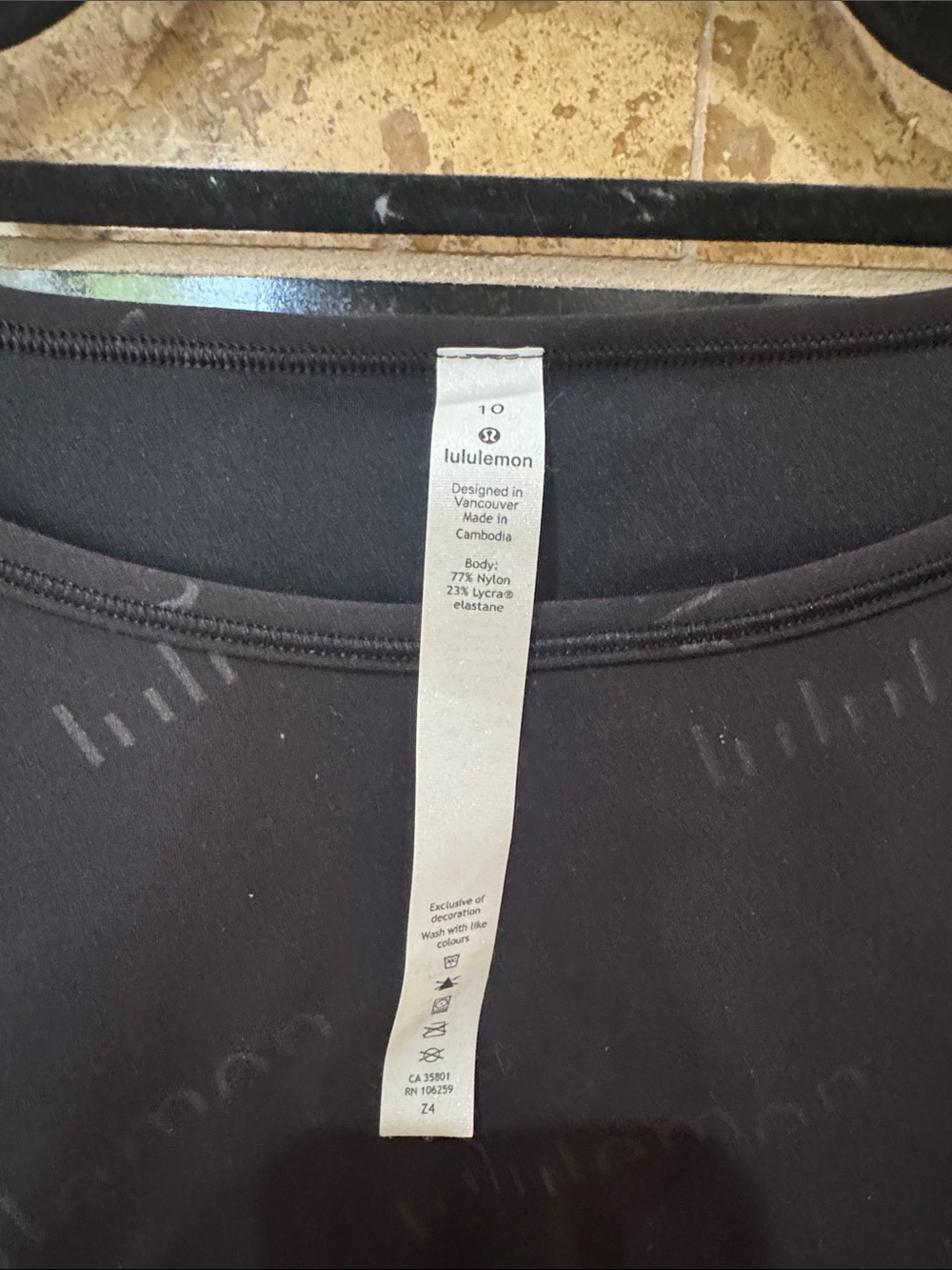 lululemon Black Cropped Long-Sleeve Top with Subtle Logo - Picture 2 of 3